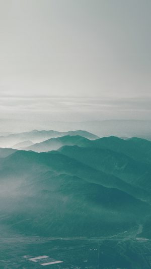 Mountain Fog Nature Green Flare Sky View Android wallpaper