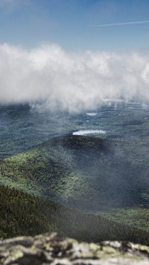 Mountain Green Fog Cloud Nature View Android wallpaper