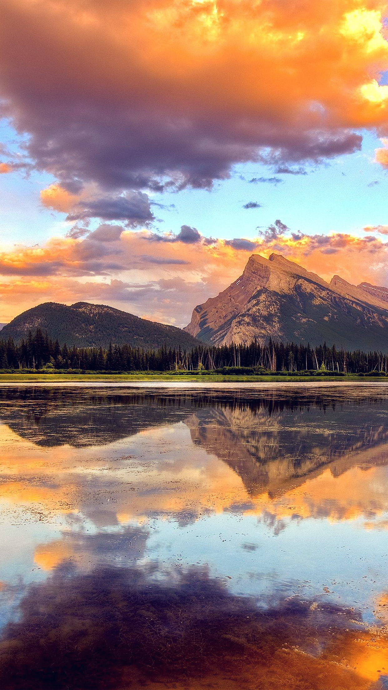 Mountain Lake Sunset Nature Summer Android wallpaper