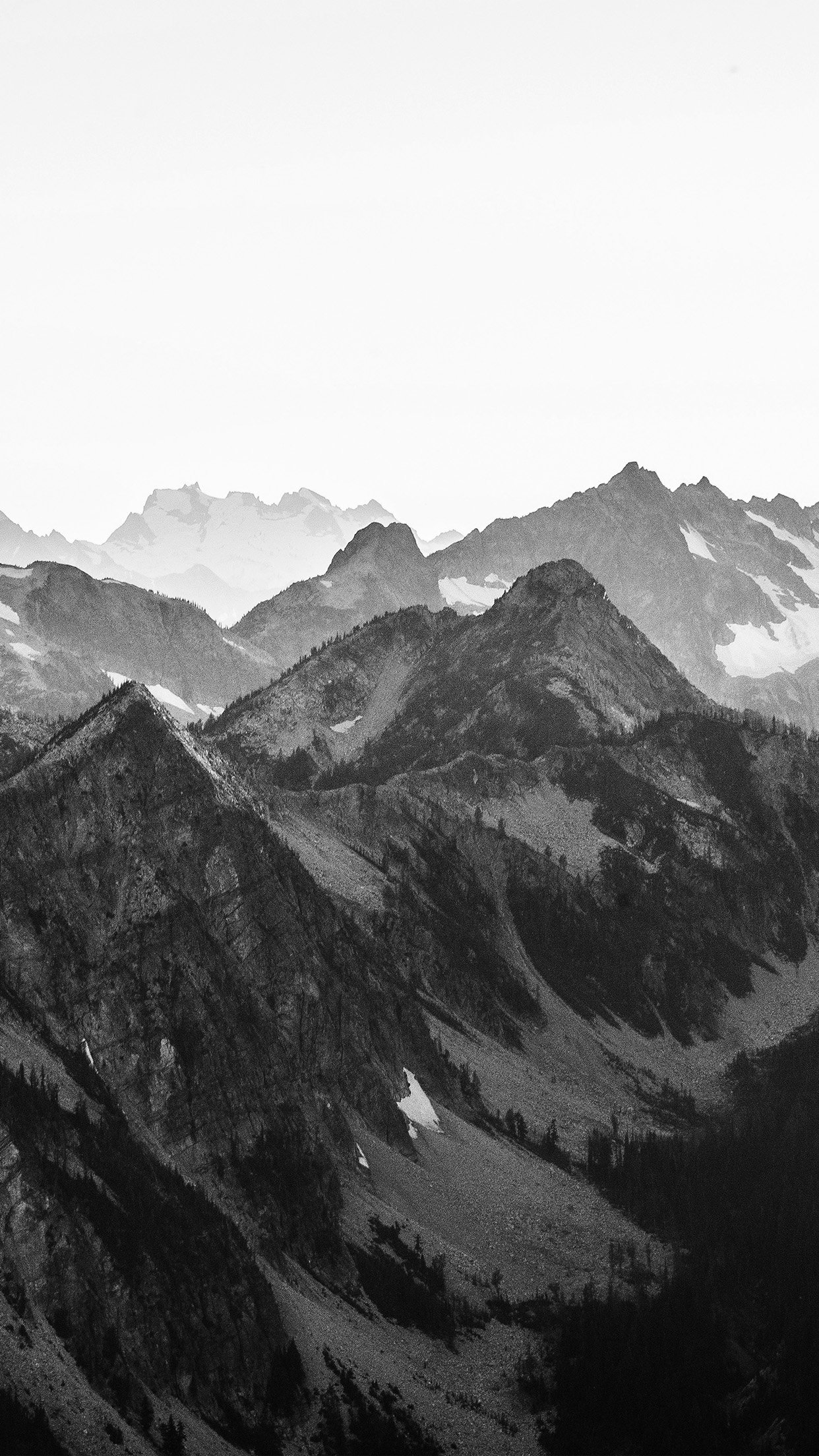 Mountain Layer View Nature Top Bw Dark Android wallpaper