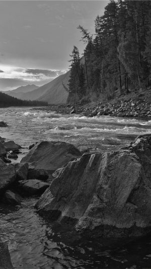 Mountain River Lake Dark Nature Summer Cam Android wallpaper