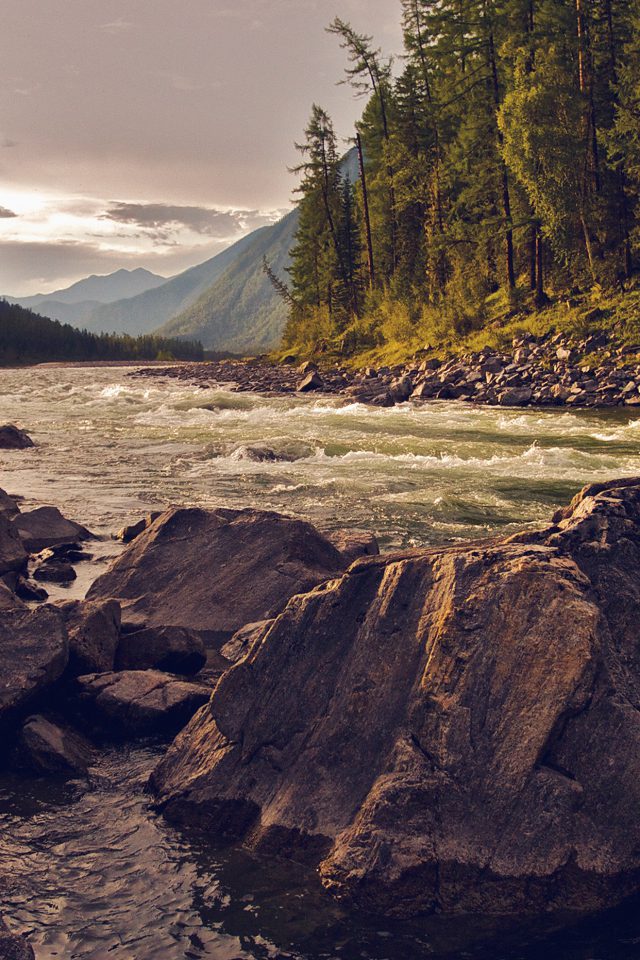 Mountain River Lake Nature Summer Cam Android wallpaper