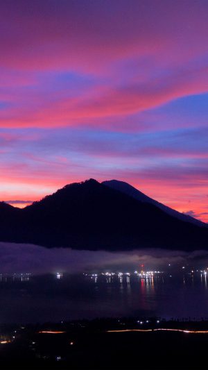 Mountain Romantic Red Sunset Nature Android wallpaper