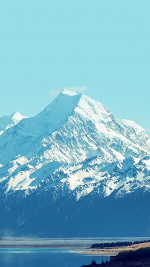 Mountain Snow Lake Blue Sky Nature Peace Android wallpaper