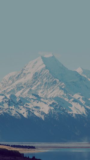 Mountain Snow Lake Dark Nature Peace Android wallpaper
