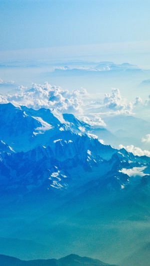 Mountain Snow Winter Blue White Nature Cloud Android wallpaper