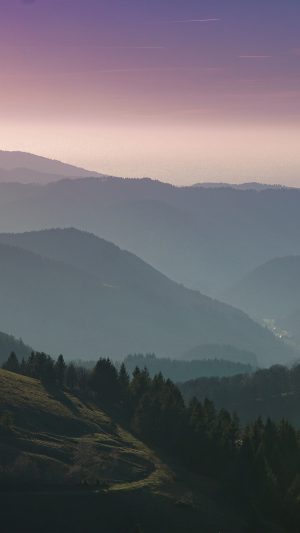 Mountain View Sky Purple Nature Android wallpaper
