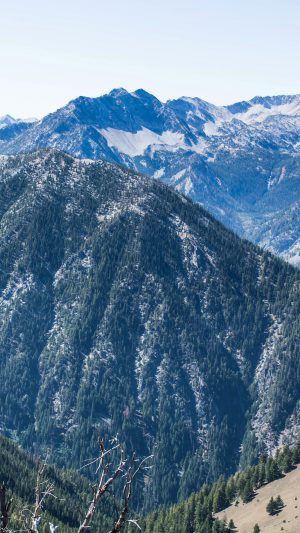 Mountain Winter Snow Wood Nature Android wallpaper