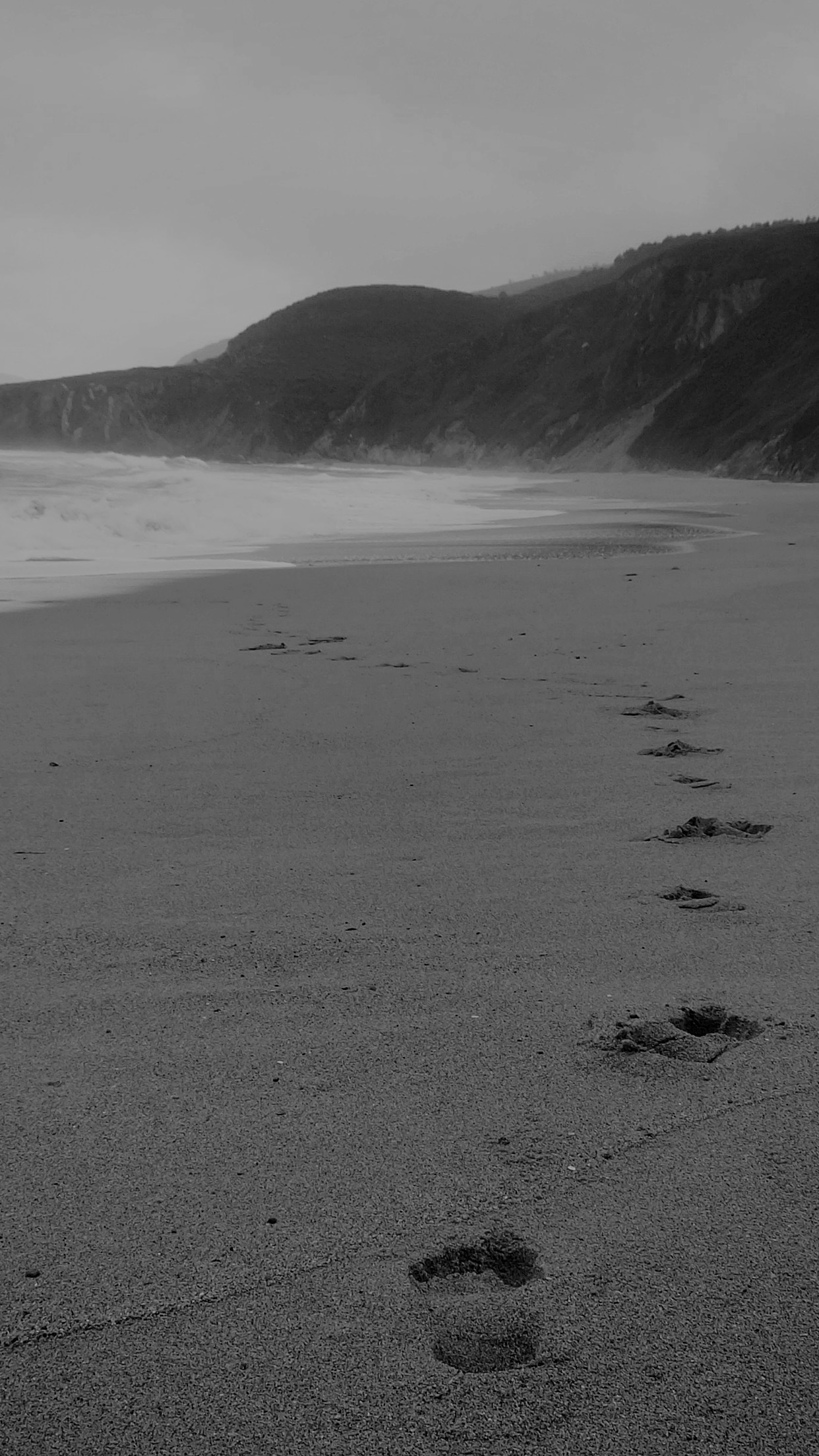 Naked Walk Sea Beach Nature Pure Dark Bw Android wallpaper