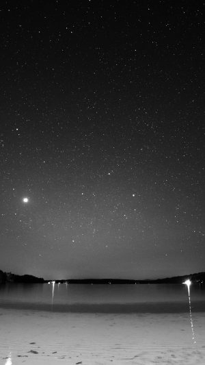Night Beach Sea Vacation Nature Star Sky Dark Bw Android wallpaper