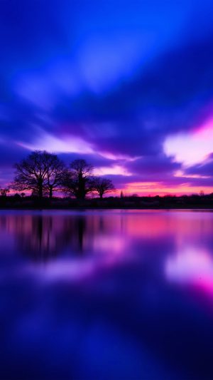 Night Lake Blue Sunset Nature Soft Android wallpaper