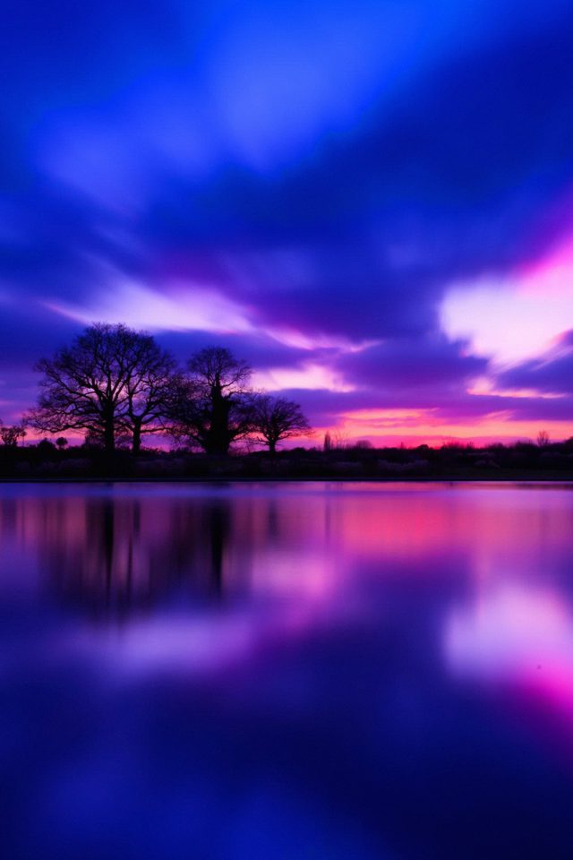 Night Lake Blue Sunset Nature Soft Android wallpaper