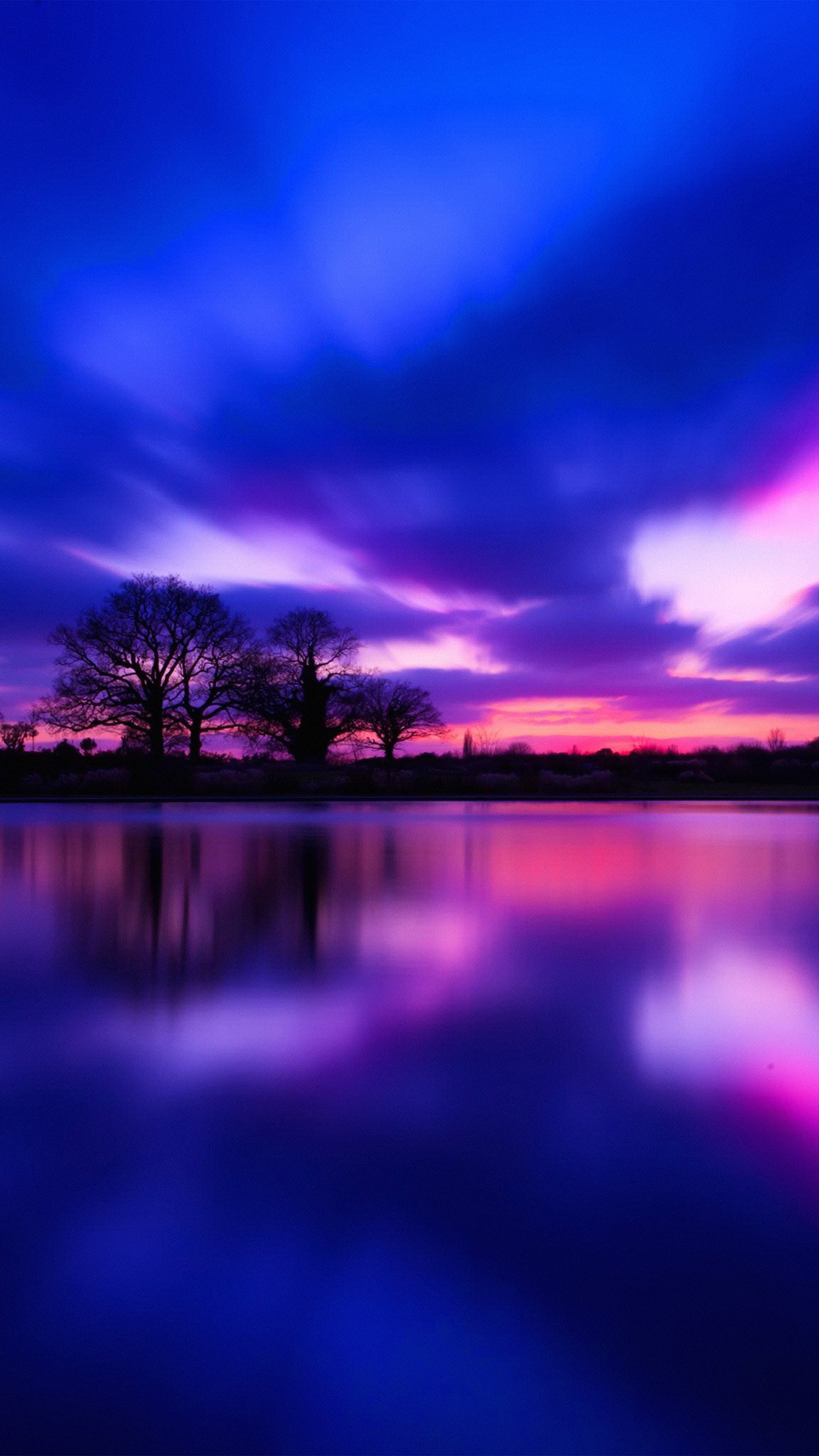 Night Lake Blue Sunset Nature Soft Android wallpaper