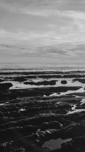 Ocean Sea Water Sky Sunset Afternoon Nature Dark Bw Android wallpaper