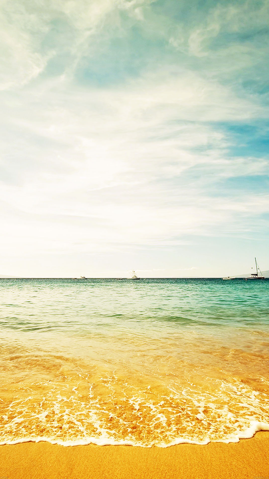 Ocean Sea Yellow Beaches Boat Nature Android wallpaper