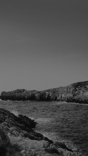 One Sunny Day Beach Rock Sea Nature Black Bw Android wallpaper