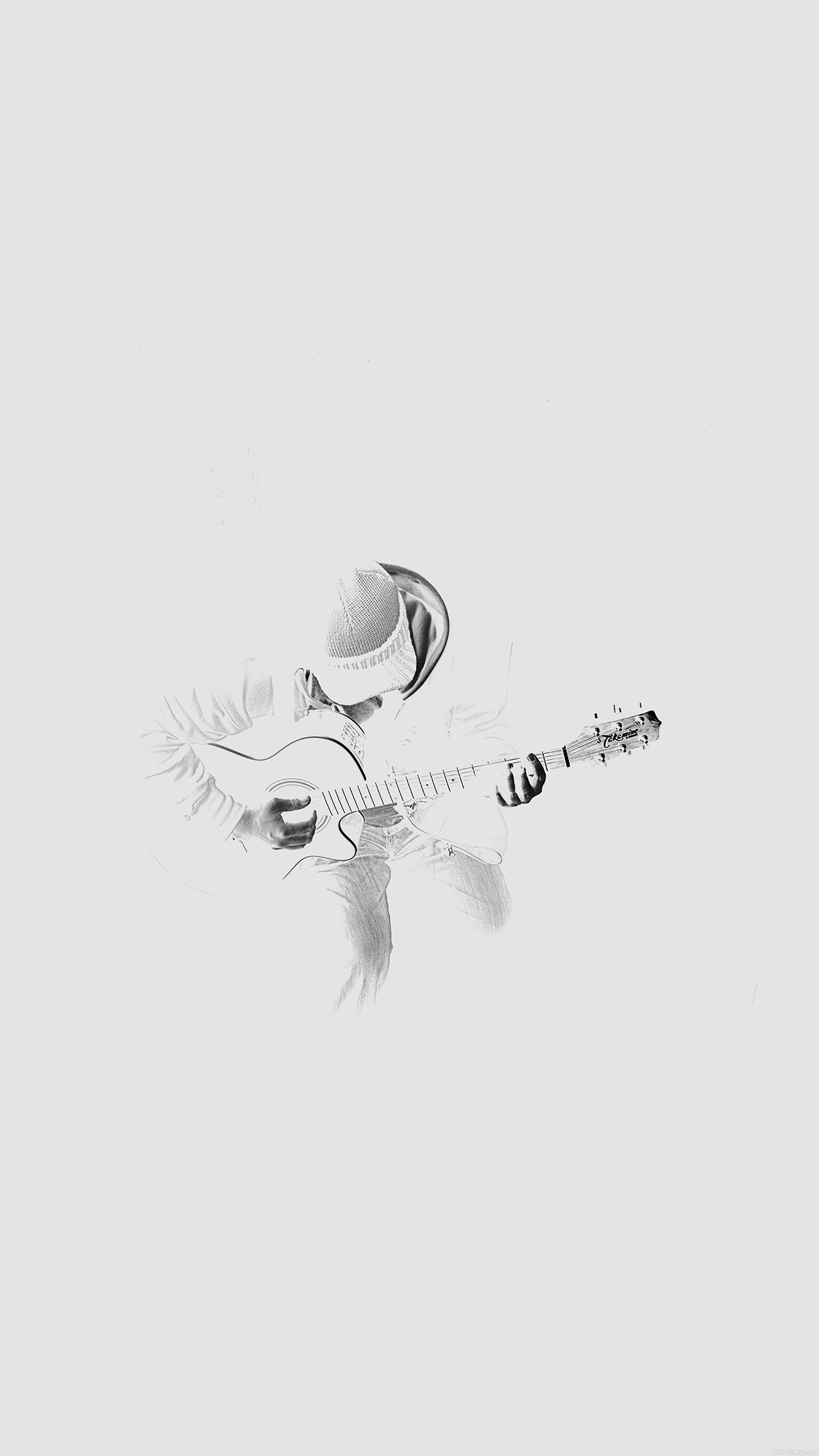 Out The Dark Guitar Player Music White Android wallpaper