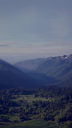 Peaceful Mountain Blue Town House Sunny Sky Nature Android wallpaper
