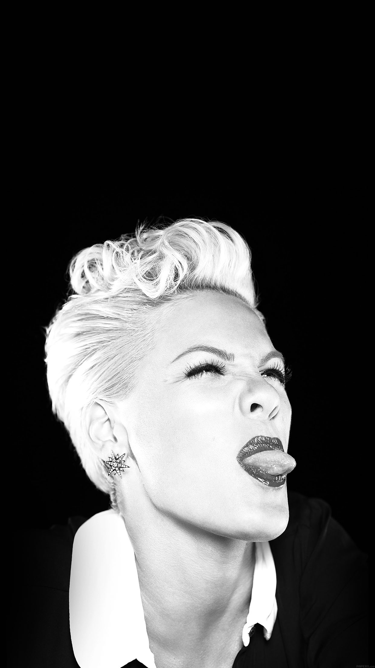 Pink Funny Music Girl Face Android wallpaper