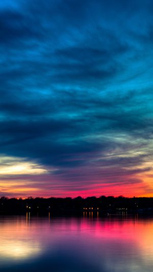 Rainbow In The Sky Lake Sea Nature Android wallpaper