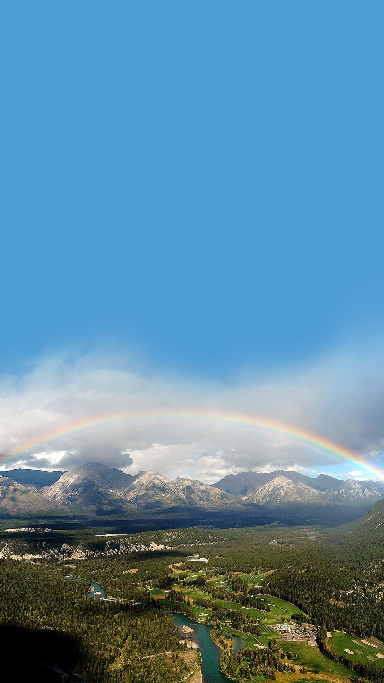 Rainbow Town Mountain Nature Android wallpaper