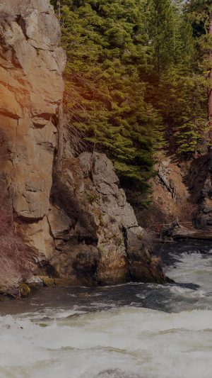 River Mountain Descheutes Nature Dark Android wallpaper