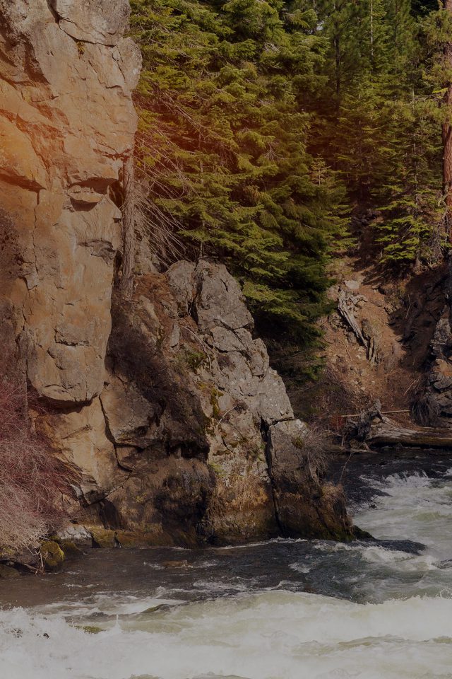 River Mountain Descheutes Nature Dark Android wallpaper