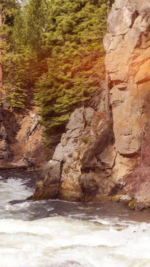 River Mountain Descheutes Nature Flare Android wallpaper