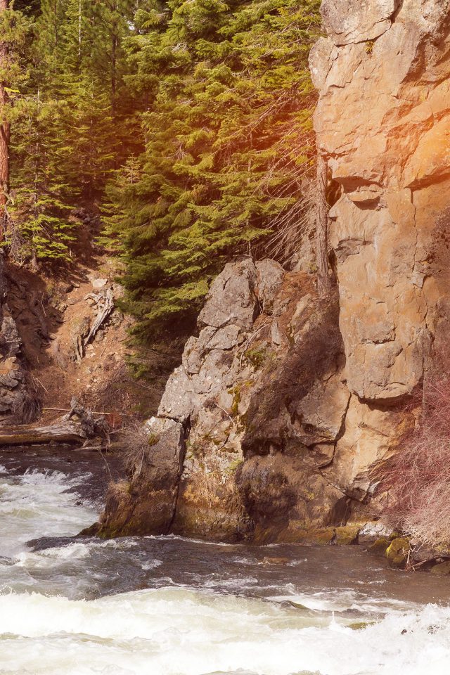 River Mountain Descheutes Nature Flare Android wallpaper