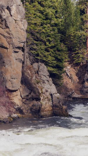 River Mountain Descheutes Nature Green Android wallpaper