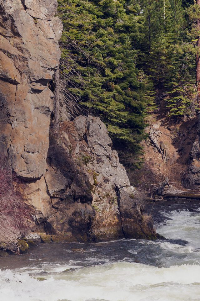 River Mountain Descheutes Nature Green Android wallpaper