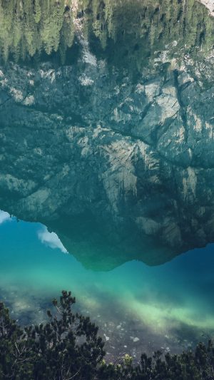 River Reflection Mountain Green Nature Wild Summer Android wallpaper