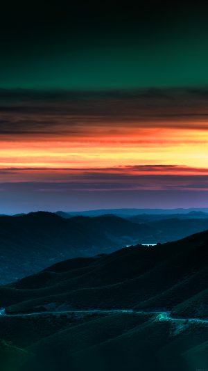 Road Curve Mountain Sunset Nature Lovely Android wallpaper