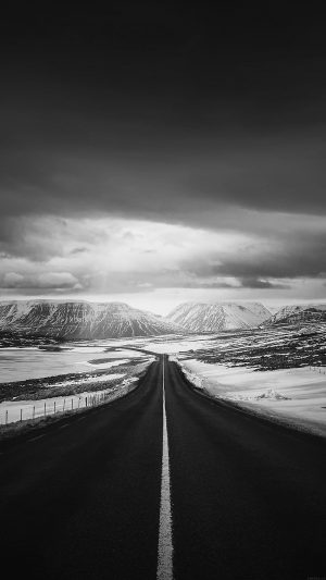 Road To Heaven Snow Mountain Bw Dark Nature Winter Android wallpaper