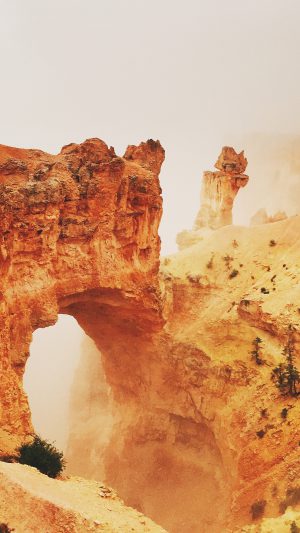 Rock Mountain Orange Yellow Nature Android wallpaper