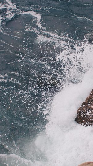 Rock Wave Sea Ocean Nature Blue Android wallpaper