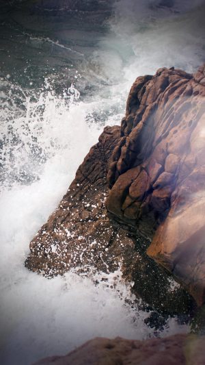Rock Wave Sea Ocean Nature Blue Flare Vignette Android wallpaper