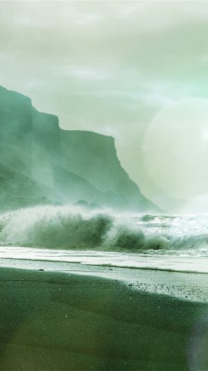 Sea Beach Nature Green Flare Android wallpaper