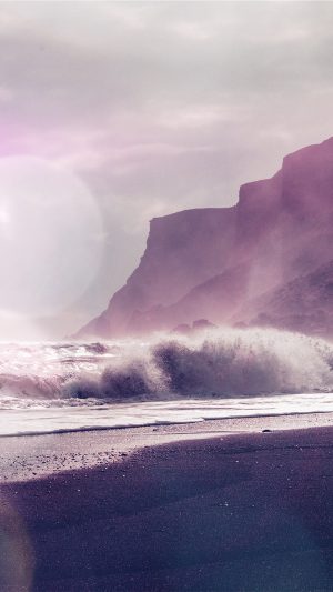 Sea Beach Nature Purple Flare Android wallpaper