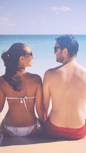 Sea Man Beach Girl Vacation Nature Flare Android wallpaper