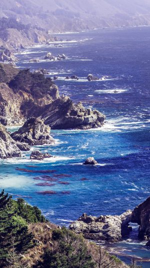 Sea Ocean Rock Nature Mountain Summer Blue Android wallpaper