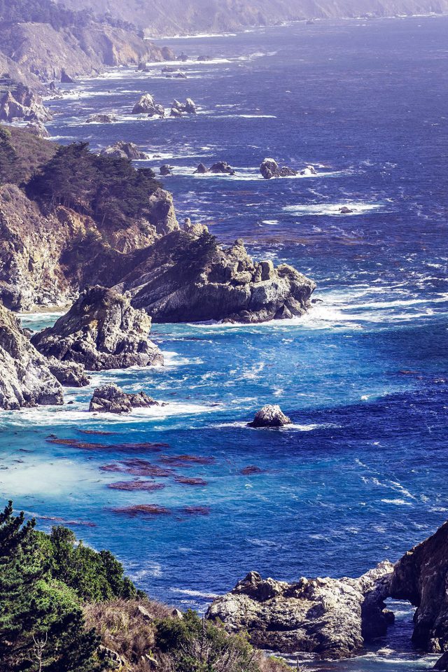 Sea Ocean Rock Nature Mountain Summer Blue Android wallpaper