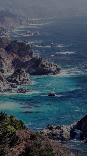 Sea Ocean Rock Nature Mountain Summer Dark Android wallpaper