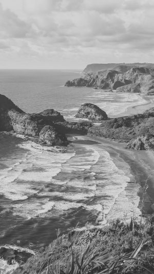 Sea Ocean View Water New Zealand Dark Bw Nature Android wallpaper