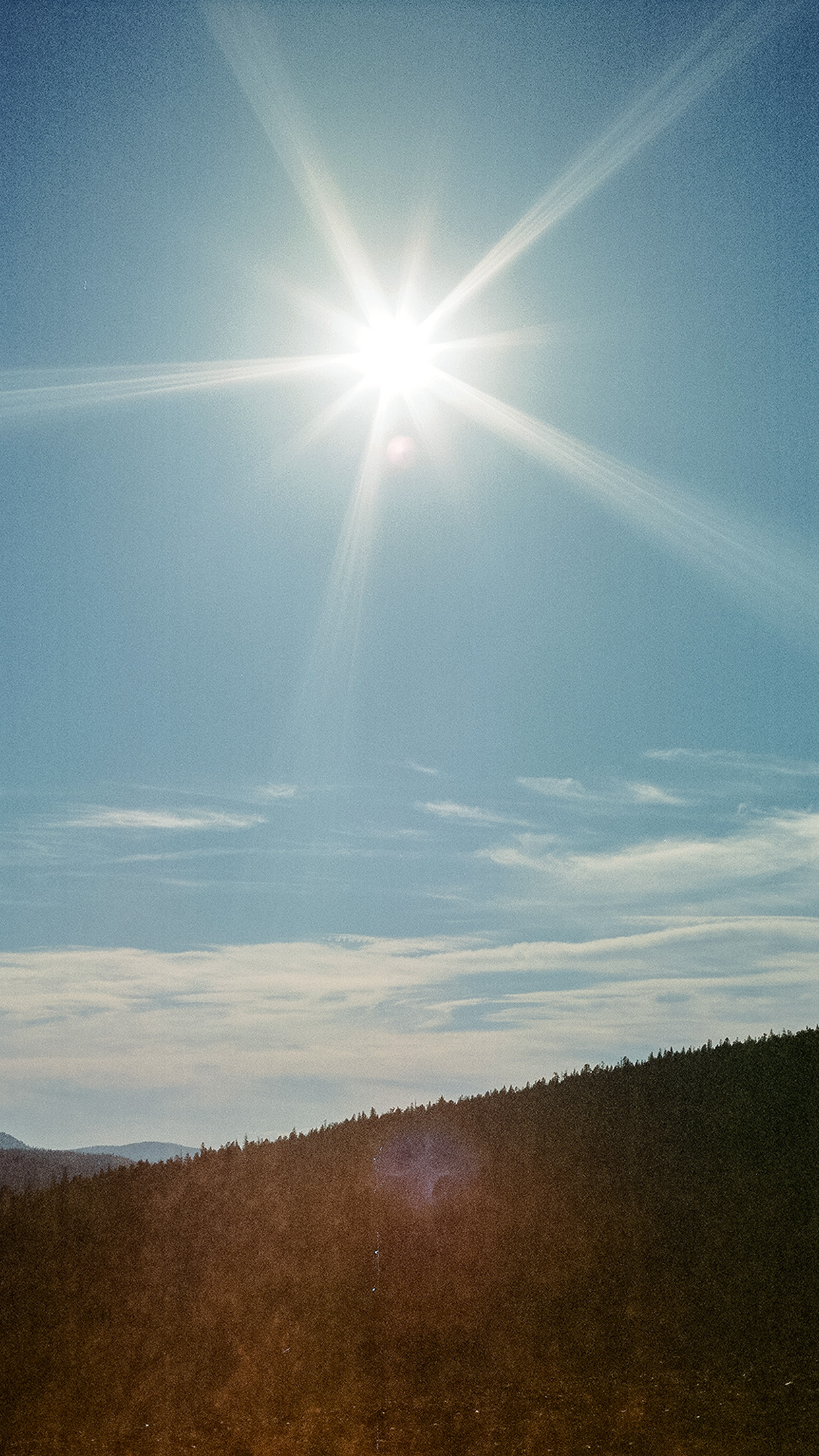 Shiny Day Mountain Sky Blue Clear Nature Flare Android wallpaper