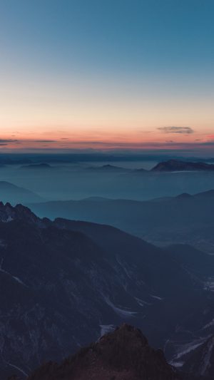 Sky Red Blue Sunset Mountain Hight Cloud Nature Android wallpaper