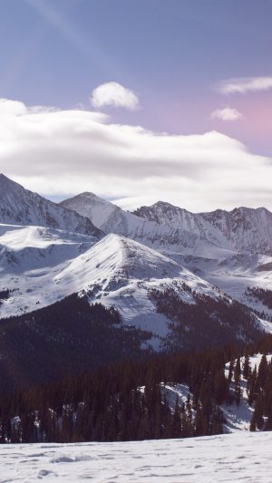 Snow Mountain Winter Sky Blue Nature Flare Android wallpaper