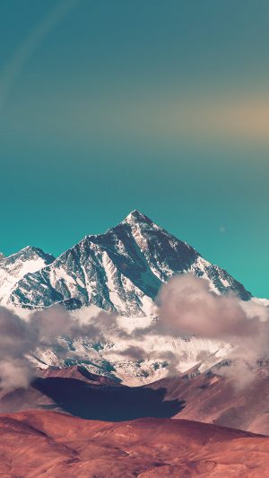Snow Solo Mountain High Nature Green Android wallpaper