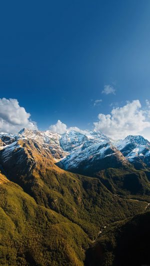 Snow Summer Mountain Sky Cloud Nature Android wallpaper