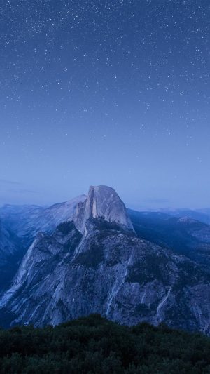 Starry Night Blue Summer Mountain Nature Awesome Android wallpaper